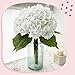 Yatim 21In White Artificial Hydrangea Flowers 5 Pcs Real Touch 3D Print Latex Flowers for Wedding Centerpieces Bouquets DIY Floral Decor Home Decoration with Stems