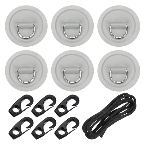 Patch Anneau D PVC Gris PATIKIL avec Corde Élastique de 2,5m pour Fixation Paddle et Canoë