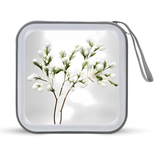 Étui à CD en plastique blanc pour 40 DVD avec motif de branche verte, taille unique