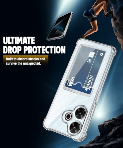 Image of WOW IMAGINE Transparent Back Cover Case for Mi Redmi 13 5G | Poco M6 Plus 5G | Flexible Built-in Slim Card Pockets Wallet | 360 Camera Protection TPU | Soft Silicone Mobile Cover - Transparent