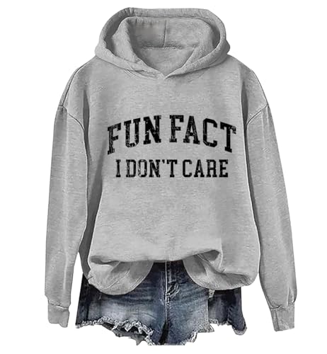 Doiurcs Fun Fact I Dont Care Sweatshirt & Hoodie Funny Sarcastic Saying Fun Fact I Don't Care Shirt Unisex Grey