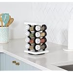 Orii Spice Rack 16 Jar Set White Filled with Spices - Rotating Standing Rack Shelf Holder & Countertop Spice Rack Tower Organizer for Kitchen Spices - Image 4