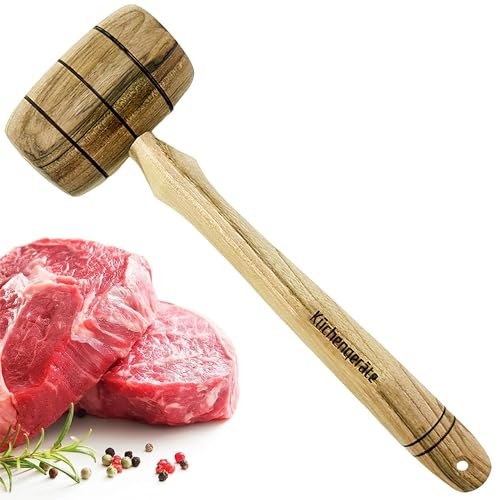 Kuchengerate Hardwood Meat & Crab Tenderizer Mallet - Chicken Pounder for Tenderizing Steak Beef - 23.5 cm/9.25 inch Wooden Handle Mallet Hammer - Easy Use & Light Kitchen Tools - Best Gift Idea