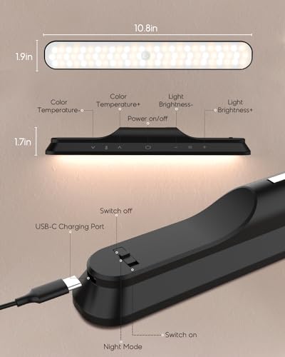 Image of Rossetta Under Cabinet Lights, 78 LED Lights Battery Operated Motion Sensor Light Indoor, Wireless Rechargeable Dimmable Closet Lights Under Cabinet Lighting for Kitchen Closet Stairs Hallway