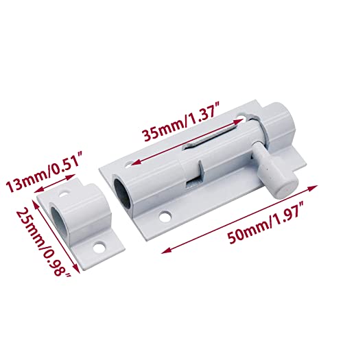 Lc Lictop White Aluminum Alloy Slide Bolt Latch Door Barrel 2 Inch Mini Security Gate Sliding Latch 4Pcs #TOP1
