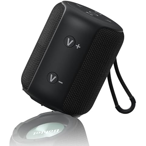 Bobtot Portable Speaker Bluetooth 10W Peak, IPX6 Shower Speaker Waterproof, 25H Playing Time, Loud and Stereo Sound with Bass, Dual Pairing for Party, Camping, Travel Cover