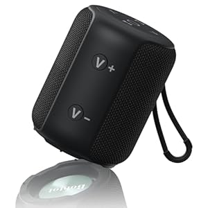 Bobtot Portable Speaker Bluetooth 10W Peak, IPX6 Shower Speaker Waterproof, 25H Playing Time, Loud and Stereo Sound with Bass, Dual Pairing for Party, Camping, Travel (Black)