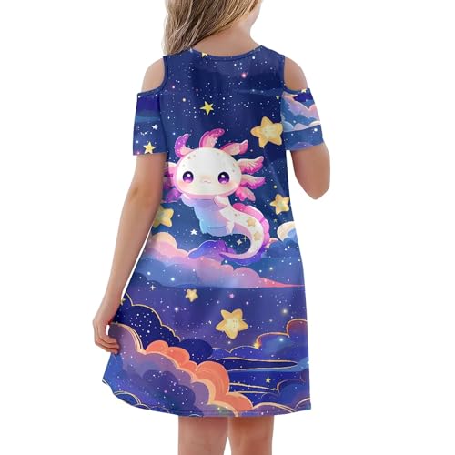 Beauty Collector Girls Summer Dress Short Sleeve Cold Shoulder Dresses with Pockets2