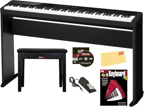 Image of Casio Privia PX-S1100 Digital Piano Bundle with CS-68 Stand, Bench, Sustain Pedal, Instructional Book, Austin Bazaar DVD, and Polishing Cloth - Black