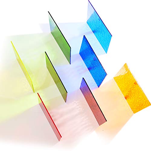 Maxgrain 6X6 Inch Rainbow Transparent Textured Stained Glass Sheets Colored Cathedral Glass Packs, 8 Sheets Variety Bright Colors #TOP2