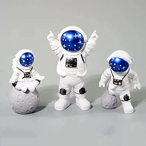 LUOZZY 3Pcs Astronaut Figurines Cake Topper Outer Space Cake Decoration Spaceman Model Display Miniature Astronaut Toys Set (Star) Cover