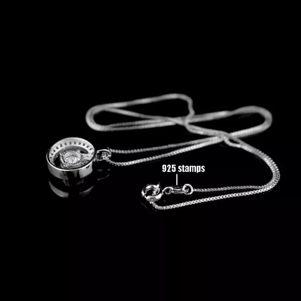 925 Collana a Pendente zircone Rotonda in Argento Sterling coglile abbaglianti con Gocce di Strass per Donne Gioielli