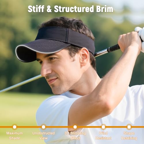 Image of Structured Brim Quick-Dry Sun Visor Hat,Lightweight Sun Protection Sports Visor for Running Golf Tennis Women