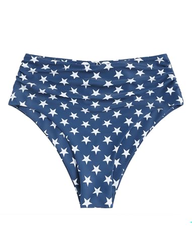 Image of ZAFUL Women High Waisted Bikini Bottoms Ruched Swimsuit Bottom Tummy Control Bathing Suit Bottoms