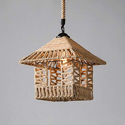 Lámparas colgantes E27 estilo nórdico vintage y cuerda de cáñamo para restaurante y casa