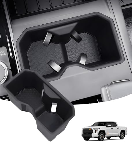 Image of Cup Holder Inserts for Toyota Tundra 2026 2025 2024 2023 2022 (Only Fits for SR /SR5 /Limited /TRD Pro), Interior Accessories TPE Cup Holders Covers Protector for 2022-2026 Tundra, Black