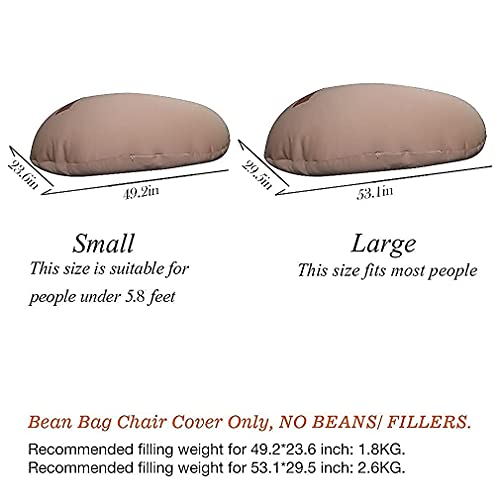 Zdzdy Extra Large Bean Bag Chair Replacement Cover Only Without Filling Cotton Washable Outer (Beige, 49.2"×23.6") #TOP4