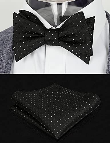 Image of Alizeal Mens 2pcs Solid Self-tied Bow Tie Set | Alizeal Mens 2pcs Self-tied Solid /Animal Bow Tie and Pocket Square Set Perfect for Wedding Business Formal Events