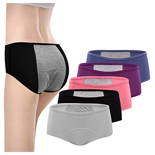 BOZEVON Bragas Periodo para Mujeres - Agujeros De Malla Ciclo Menstrual Transpirable Bragas Postparto Fácil Limpieza Calzoncillos A Prueba De Fugas, (Elegancia Rojo+Azul+Morado+Gris+Negro)/2X-Large