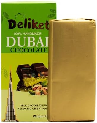 Deliket Kunafa & Pistachio Chocolate Tablet โ Premium Gourmet Chocolate Bar, 200g | Unique Arabic Dessert-Inspired Treat