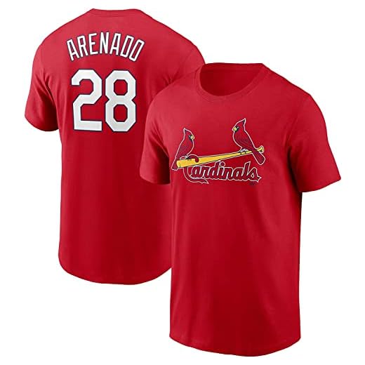 Outerstuff MLB Youth 8-20 Performance Polyester Team Color Player Name and Number Jersey T-Shirt (18-20, Nolan Arenado St Louis Cardinals Red)