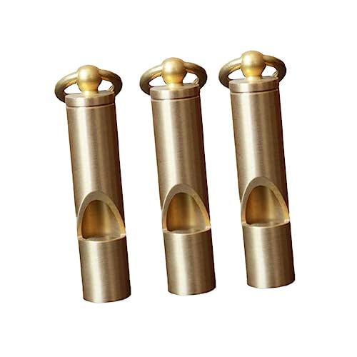 ARTSEWPLY 3pcs Vintage Pure Brass Whistles Survival Whistles Keychain for Outdoor Sports Hiking Camping Climbing and Pet Training
