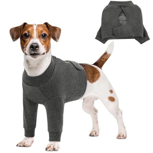 Image of Queenmore Dog Surgery Recovery Sleeve Front Legs, Breathable Dog Recovery Sleeve, Elbow Protector Pet Cone Alternative After Surgery, Grey, M