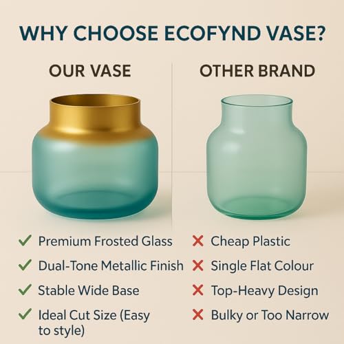 Image of ecofynd Glass Vase for Flowers Plants, Modern Decorative Vase for Home Decor Center Table, Bedroom, Living Room, Office Decoration, Wedding or Gifts, Luster Glass Vase, (GVASE010)