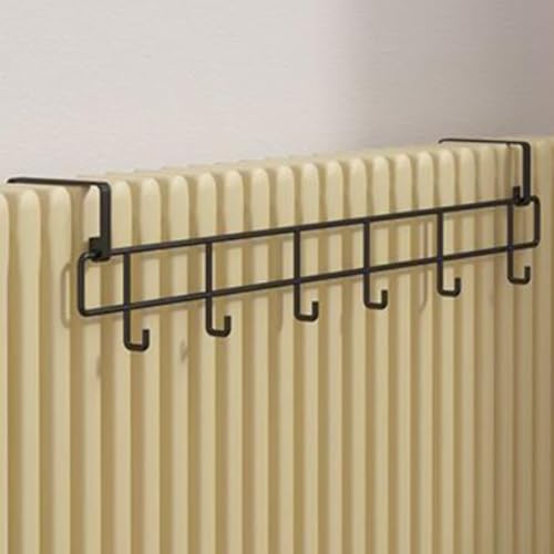 Gdfnmogo Porte-serviettes chauffant avec design à crochet pour tuyaux de radiateur, sèche-linge au-dessus du radiateur, porte-serviettes de salle de bain, 55 cm (noir)