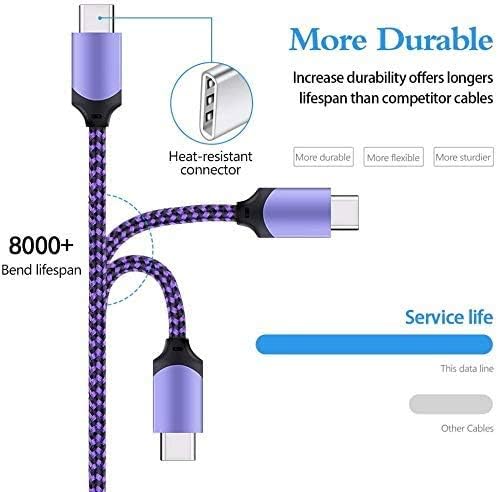 Type C Charger,5Pack Premium 6FT Braided USB C Cable Android Charger Cord Fast Charger for Samsung Galaxy A13 A23 A33 A53 A73 F23 A51 A71 A81 A91 S22 S21 S20 S10 S9 S8 Plus Note 20 Ultra,LG G8 V35 V60