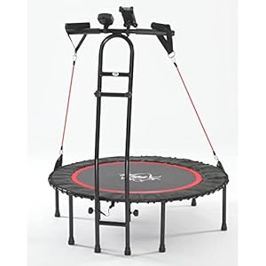 JOKA FIT Trampoline-innovatie, fitnesstrampoline 2.0, met springteller, weerstandsbanden, DVD, telefoonhouder voor mobiele telefoon.