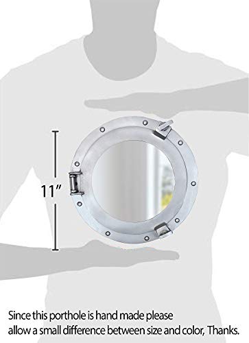 Nautical Specials AL 4870-VC Round Ship Porthole Windows-Maritime Nautical Home Decor/Boat Fan Gift Mirror, Aluminum Silver Glass - Image 5