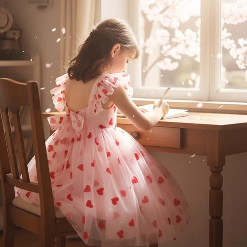Image of Tutu.kk Toddler Girls Vintage Party Dress Ruffled Sleeve A-Line Tulle Flower Girl Dresses for Wedding,Birthday