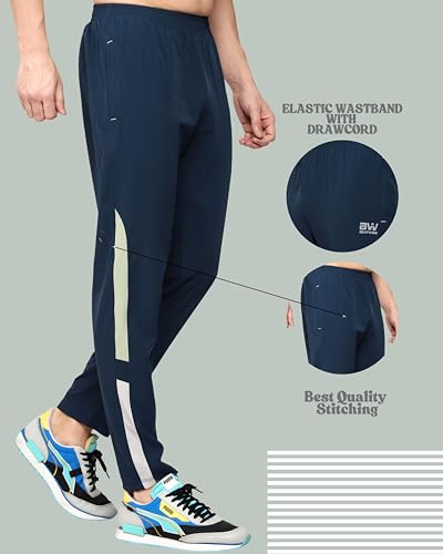 Image of Men's Ns Lycra Spandex Mixx Polyester Sports Trackpants with Both Side Zipper Pockets