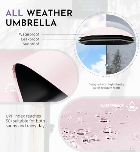 Image of LILAC Mini Travel Umbrella for Rain - 43 inch Large Coverage Small Compact Umbrella, Reinforced Strong Frame, Lightweight Portable Parasol with UPF 100+ UV Protection, Gifts for Adults, Seniors & Students