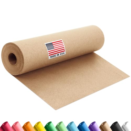 Paclord 12" x 1200" (100 ft) Brown Construction Paper Roll, (Pack of 1 Roll, Brown Color) â€“ Made in USA Construction Kraft Paper Roll for School Projects â€“ Color Paper for Crafts, Art Paper for Kids