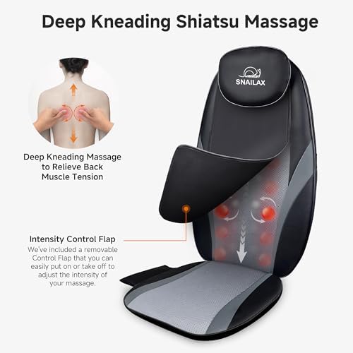 Image of Snailax Neck and Back Massager with Heat, Massage Chair Pad Back Massager for Pain Relief Deep Tissue Chair Massage Pad with 10 Deep Kneading Nodes for Office Home, Gifts for Dad,Mom