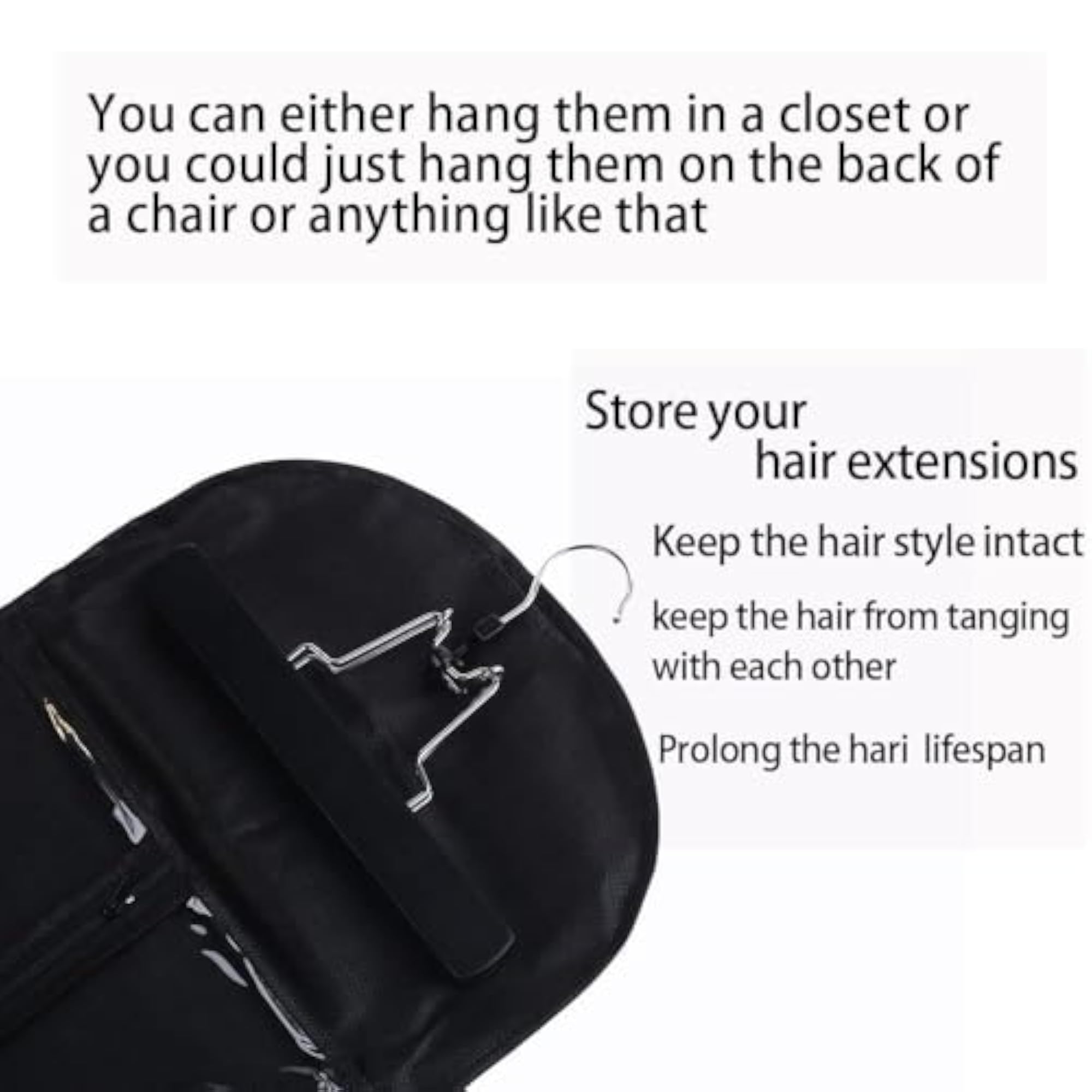 Hair Extensions Carrier & Hanger, Black