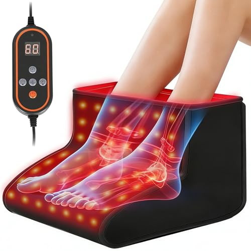 Red Light Therapy for Feet, Dual Spectrum (660nm & 850nm), 320 LEDs, 5-Level Dimming + Pulse and Timer, Red Light Therapy Boot for Ankle Heel Calf