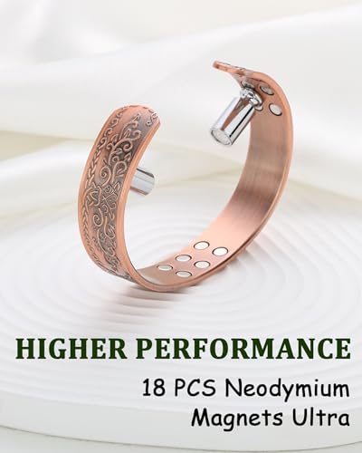 Image of MagEnergy Copper Bracelet for Men, 18X Strength Magnetic Bracelet with 3800 Gauss Magnets, 99.99% Pure Solid Copper, Men's Jewelry Gift (Copper-Tree of Love)