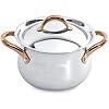 BergHOFF 11 Piece Ouro Cookware Set with Gold Handles, Silver/Rose, Large
