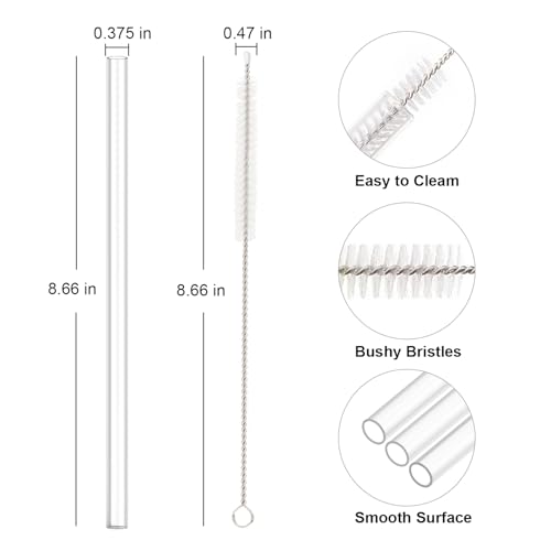 Image of Replacement Straw Compatible with Stanley 14 oz 20 oz Cup Tumbler, 6 Pack Reusable Straw with Cleaning Brush, Plastic, Clear