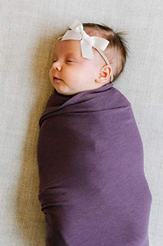 Image of Copper Pearl Swaddle Blankets for Newborns | Soft Stretchy Receiving Blankets for Boys and Girls | Large 46 x 46 Inch Baby Blankets | Lightweight and Breathable Swaddles | Plum