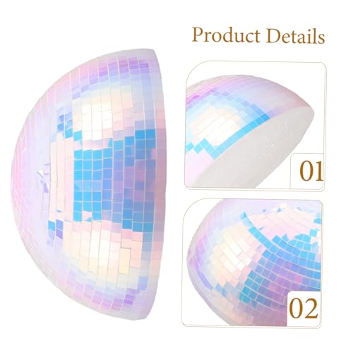 Pack de media bola espejada reflectante para decoración de fiestas, festivales y Año Nuevo, hecha de espuma y plástico, con instalación fácil miniatura 3