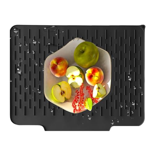 Liqzirtu Alfombrilla de secado de silicona – Organizador plegable antideslizante para drenaje de agua | Escurreplatos alternativo para biberones, platos, cuencos, cubiertos, cocina y hogar