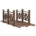 Outsunny 5 ft. Wooden Garden Bridge with Safety Rails, Backyard Bridge Footbridge for Ponds, Creeks, Streams, Carbonized