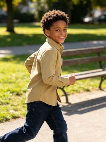Image of DHTS Boys' Dress Shirts Toddle Boy Long Sleeve Uniform Shirt for Kids