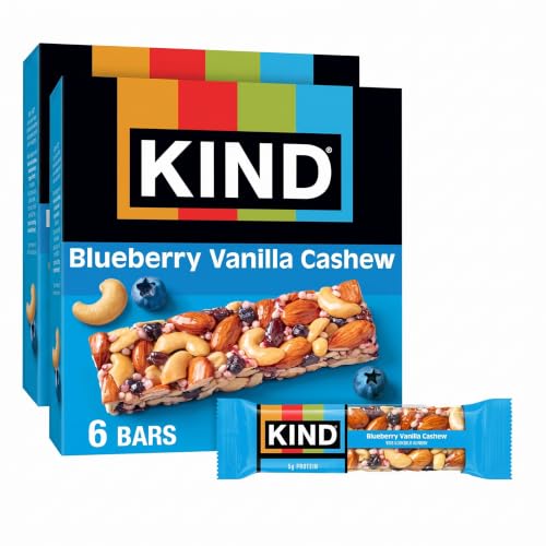 KIND Nut Bars, Blueberry Vanilla &amp; Cashew, Gluten Free, 5g Protein, 6 Count (Pack of 2)
