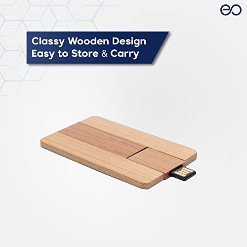 Image of eo Pen Drive 32 Gb Wooden Card Pendrive with Class 10 Chip Fast USB 2.0 Flash Drive Wooden Finish (Brown)