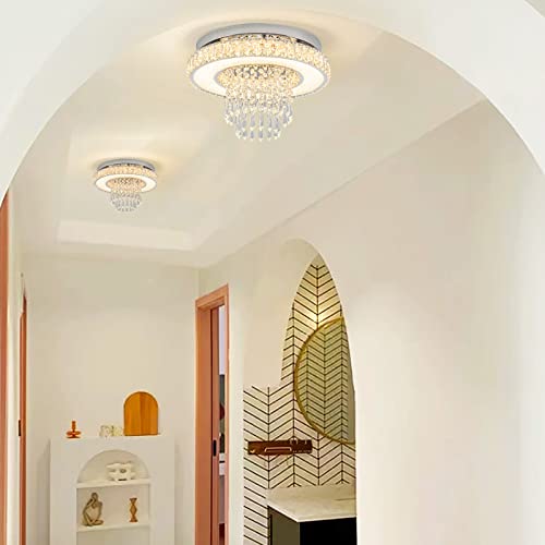 Ocwht Dimmable Crystal Chandelier For Living Room Chandelier Ceiling Light Fixture Modern Flush Mount Chandelier Light Led Chandelier For Dining Room Hallway Bedroom Chandelier With Remote Control #TOP1